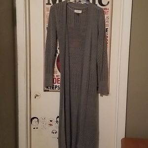 Gray knitted long cardigan
